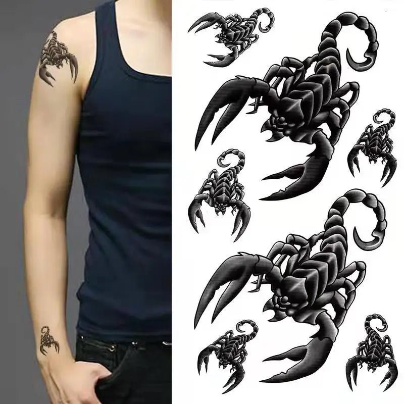 Black Scorpion Arm Tattoo Sticker - Temporary Waterproof Art - In Control Clothing