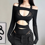 Bodycon Hollow Out Acubi Bodysuit - In Control Clothing