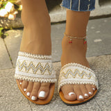 Boho Woven Strap Open Toe Flat Sandals for Women