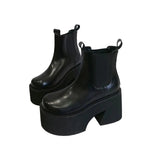 Bold Minimalist Platform Chelsea Boots with Chunky Heel - Black - In Control Clothing