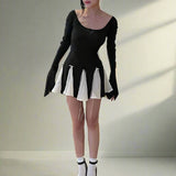 Bow Lace Up Mini Dresses - Y2k Acubi Fashion - In Control Clothing