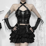 Butterfly Cross Halter Top - Women Goth Aesthetic - In Control Clothing
