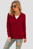 Button Up V - Neck Long Sleeve Cardigan