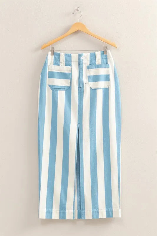 HYFVE Striped Pocket Detail Maxi Skirt