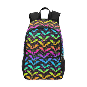 Rainbow Bat  Fabric Backpack with Side Mesh Pockets
