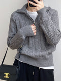 Cable - Knit Half Zip Long Sleeve Sweater