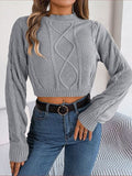 Cable - Knit Round Neck Cropped Sweater