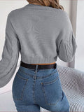 Cable - Knit Round Neck Cropped Sweater