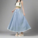 Casual Blue Denim Long Skirt - In Control Clothing