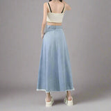 Casual Blue Denim Long Skirt - In Control Clothing