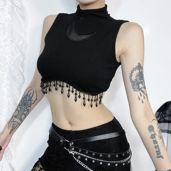 Celestial Moon Turtleneck Tank Top