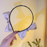 Chic Black Double - Sided Bow Headband with Rhinestones - In Control Clothing