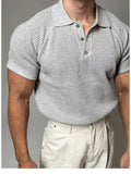 Classic Men’s Textured Polo – Short Sleeve Smart Casual Tee