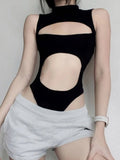 Clubwear Sexy Black Bodysuit - Cut - Out Design - In Control Clothing