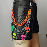 Colorful Alien Face Charm Keychain – Barbed Wire and Neon Chains - In Control Clothing