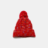 Contrast Cable - Knit Hat with Pompom