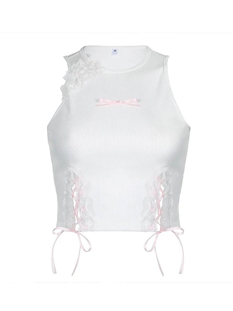 Coquette Bow Tie Up Tank Top - In Control Clothing