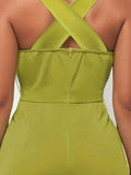 Crisscross Back Solid Color Sleeveless Romper