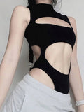Cut Out Techwear Black Bodysuit - In Control Clothing
