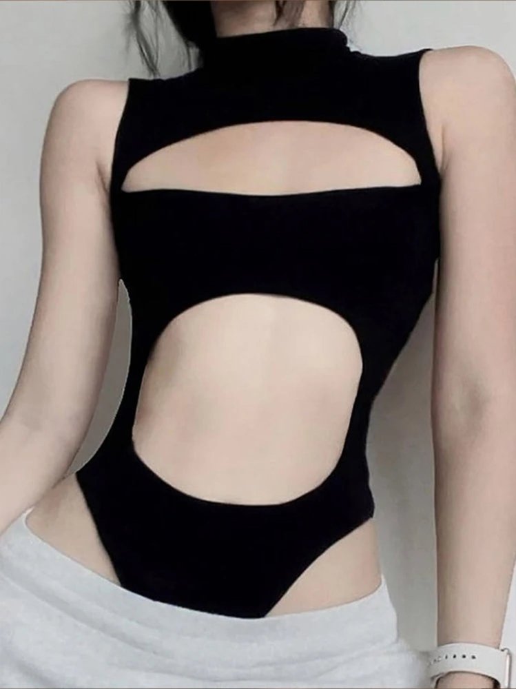 Cut Out Techwear Black Bodysuit - In Control Clothing