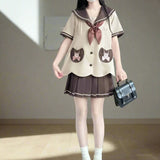 Cute Deer Academia Uniform Set - Kawaii Sailor Collar and Pleated Skirt Outfit - In Control Clothing