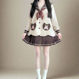 Cute Deer Academia Uniform Set - Kawaii Sailor Collar and Pleated Skirt Outfit - In Control Clothing