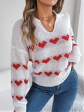Cute Heart Pattern Long Sleeve Sweater