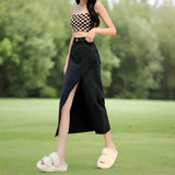 Cute High Waist Split Denim Long Skirt – Casual and Trendy - In Control Clothing