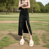 Cute High Waist Split Denim Long Skirt – Casual and Trendy - In Control Clothing