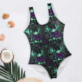 Cyberpunk Aesthetic Women's High Cut Backless Swimsuit