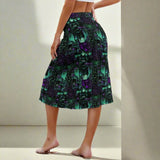 Dark Cyberpunk Anime Midi Skirt