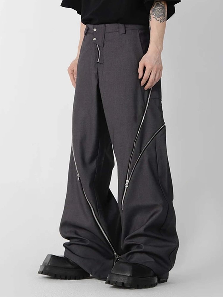 Darkwear Solid Color Wide Leg Pants for Men - Aero Design with Zipper Slit - In Control Clothing