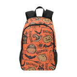 Orange Halloween Backpack with Jack-o'-Lanterns and Spiders