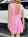 Deep V - Neck Tiered Mini Dress