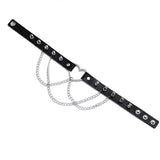 Double Chain Heart Choker - Edgy Leather Punk Necklace - In Control Clothing