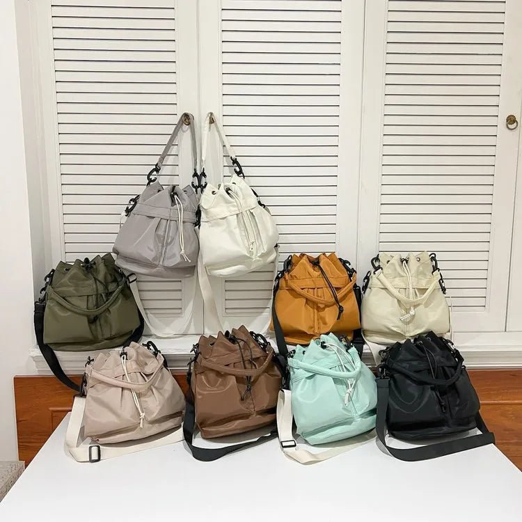 Drawstring Nylon Bucket Bag