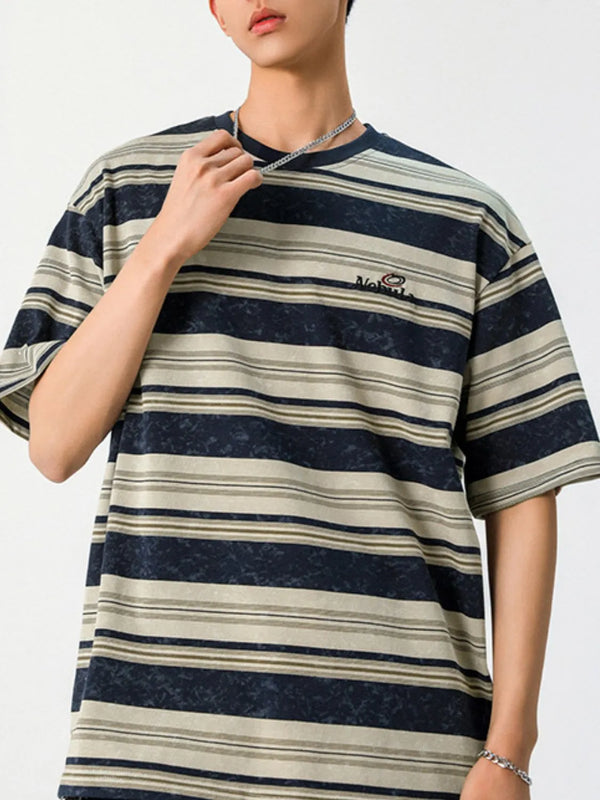 Men's Striped Round Neck Half Sleeve T-Shirt