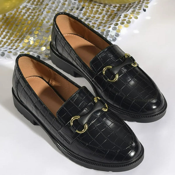 Round Toe Block Heels Loafers