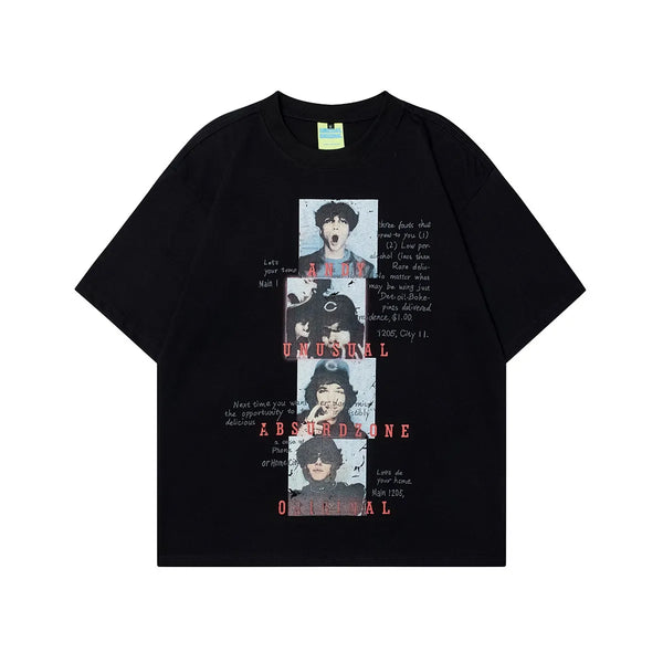 Men's Plus Size Vintage Photo Short Sleeve Oversized T-Shirt