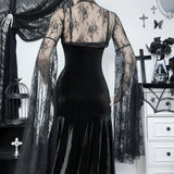 Elegant Lace Flare Sleeve Goth Cover Blouse - In Control Clothing