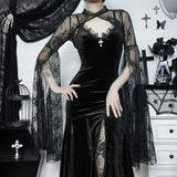 Elegant Lace Flare Sleeve Goth Cover Blouse - In Control Clothing