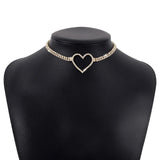 Elegant Rhinestone Heart Crystal Collar Necklace - In Control Clothing