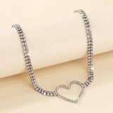 Elegant Rhinestone Heart Crystal Collar Necklace - In Control Clothing