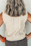 Embroidered Cable - Knit Round Neck Sweater Vest