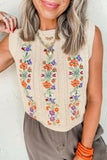 Embroidered Cable - Knit Round Neck Sweater Vest