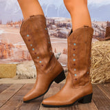 Embroidery Stars Western Knee - High Boots for Women