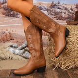 Embroidery Stars Western Knee - High Boots for Women