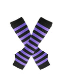 Emo Purple Stripe Fingerless Gloves - In Control Clothing