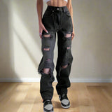 Essential High - Waist Black Ripped Jeans - Streetwear Denim - In Control Clothing