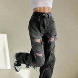 Essential High - Waist Black Ripped Jeans - Streetwear Denim - In Control Clothing